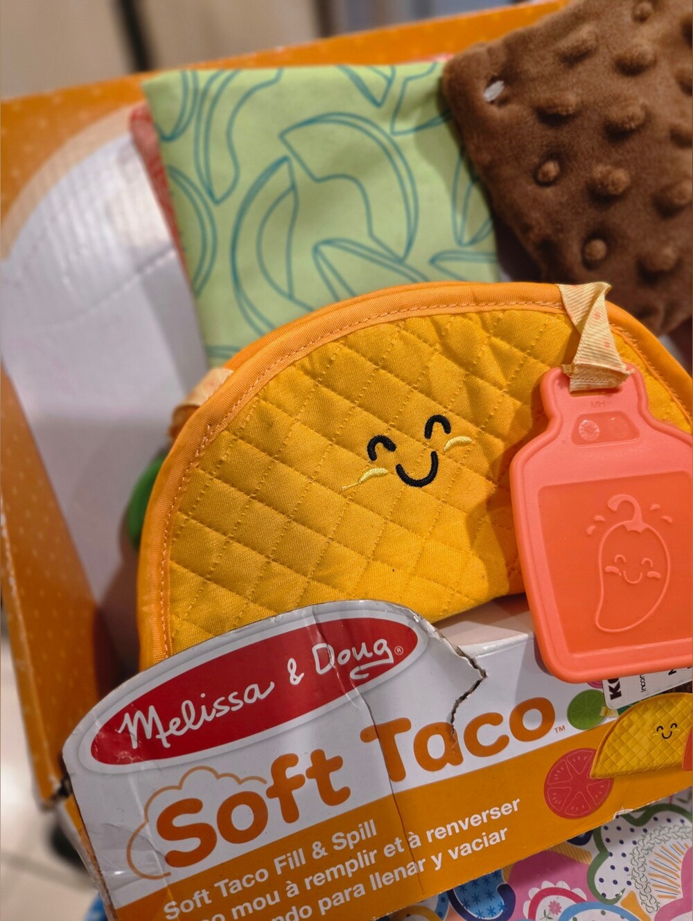 Melissa & Doug Quilted Yellow Soft Taco Plush Fill and spill